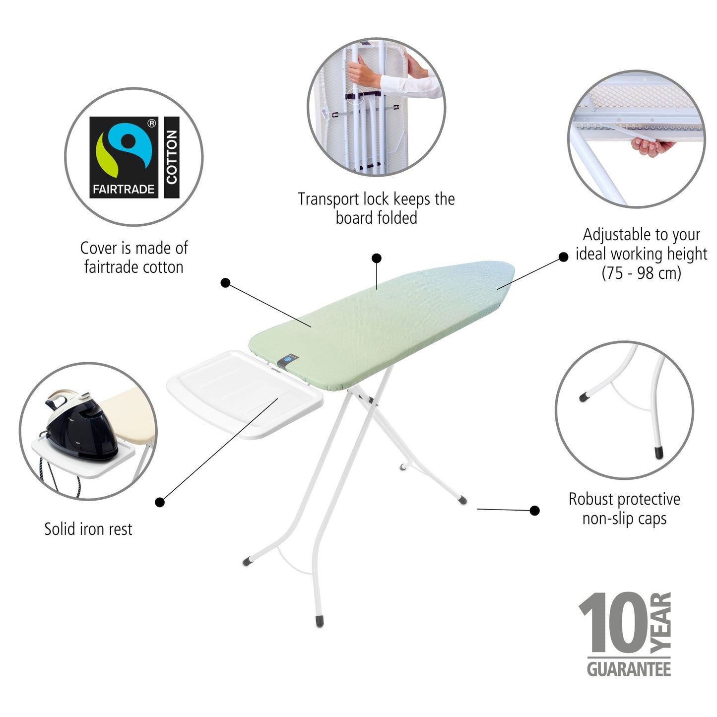 Ironing Board C 124x45 cm Solid Steam Unit Holder - Soothing Sea