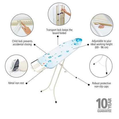 Ironing Board 124x38cm (B) Steam Iron Rest - Ice Water