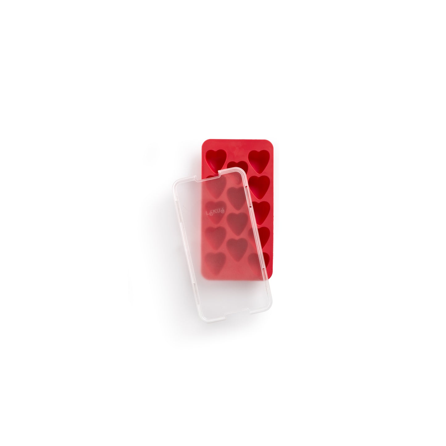 Heart Ice Cube Tray with Lid - Red