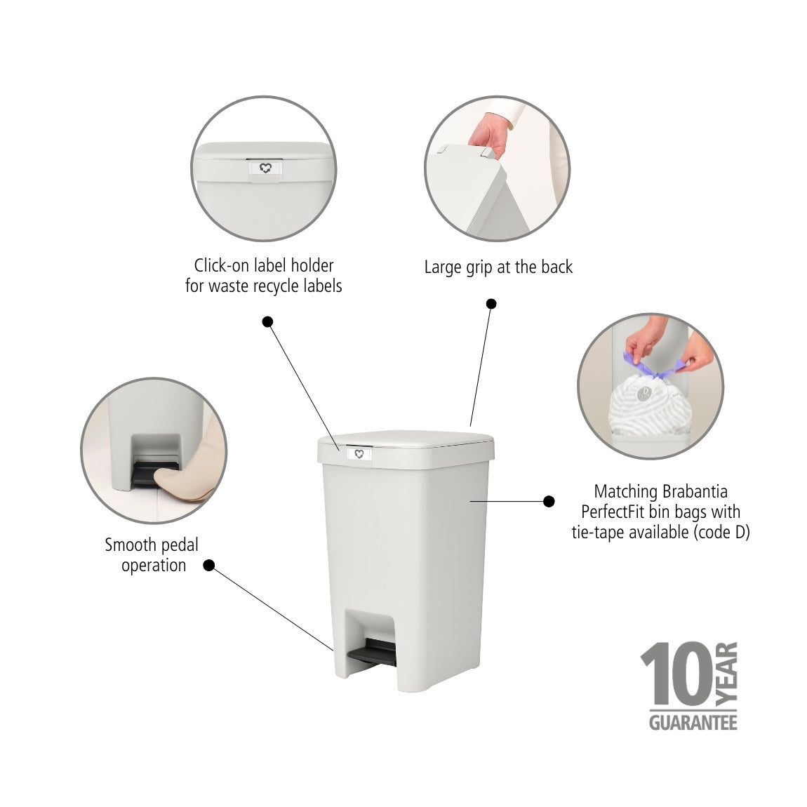 StepUp Pedal Bin 16 litre - Light Grey