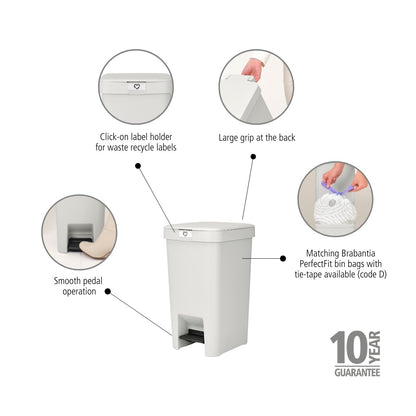 StepUp Pedal Bin 16 litre - Light Grey