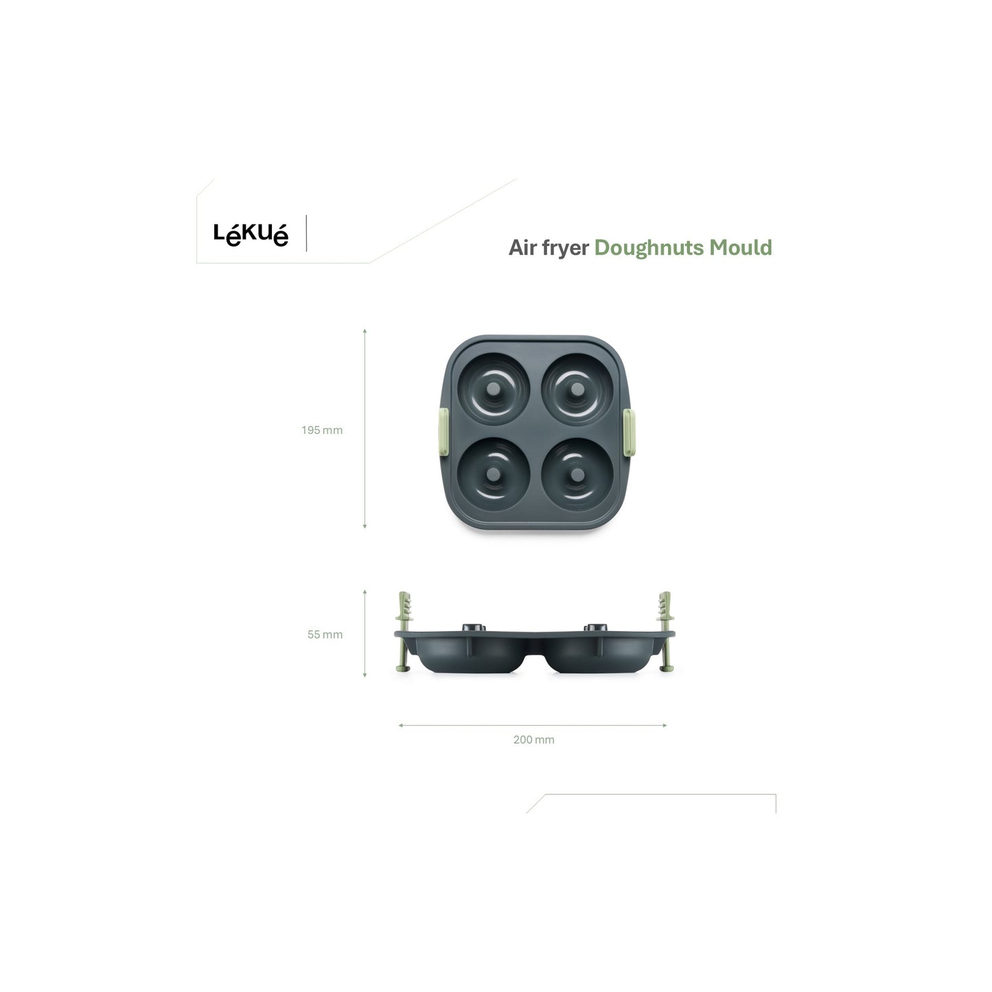Air fryer Doughnuts Mould - 4 hole - Grey