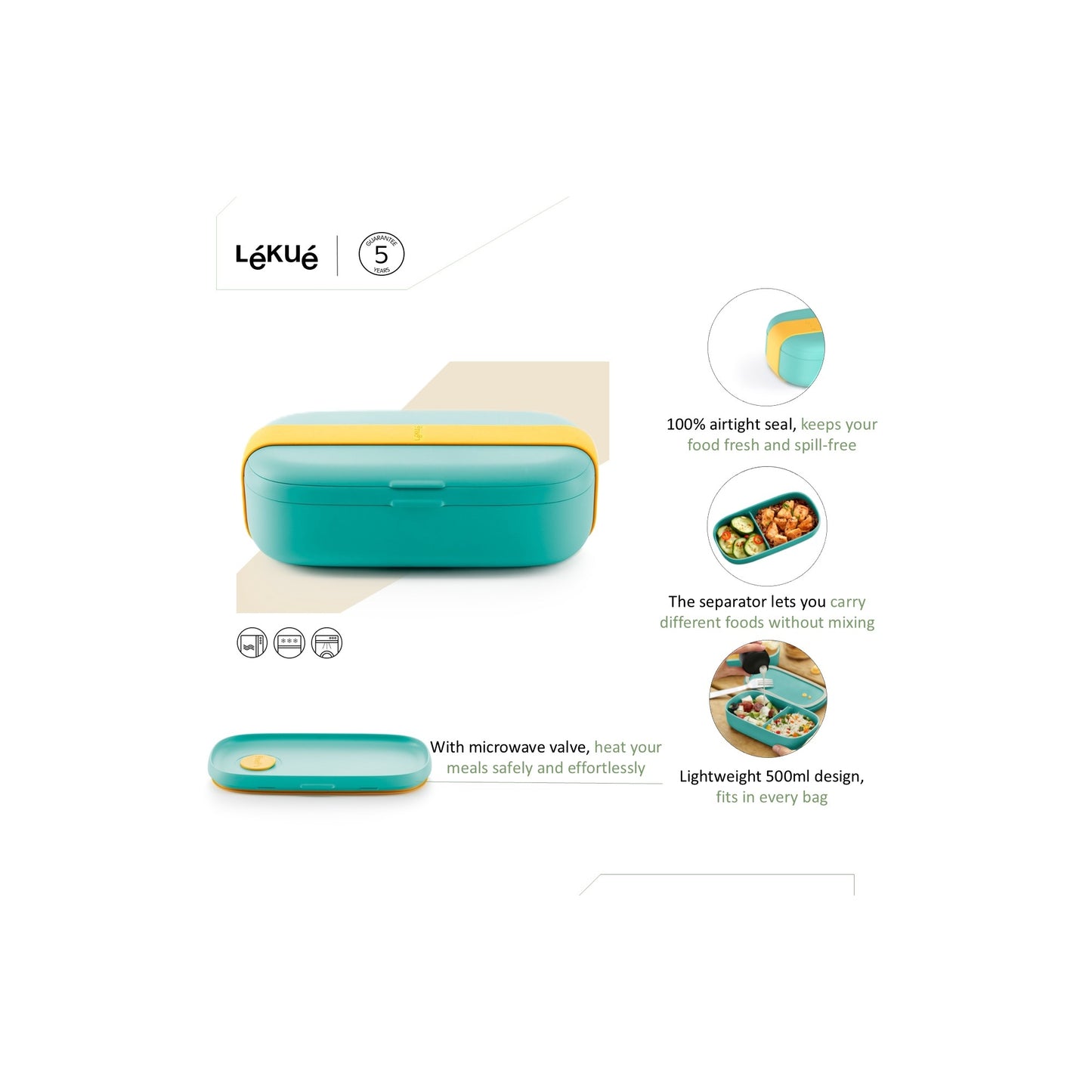 Single LunchBox To Go, 0.5L - Turquoise