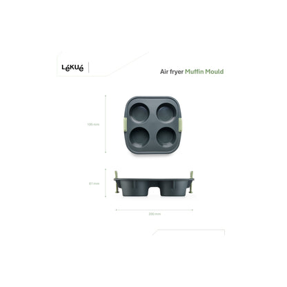 Air fryer Muffins Mould, 4 hole - Grey