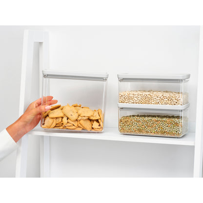 Tasty+ Stackable Canister, Set of 3 (2 x 1.5 litre and 1 x 3.5 litre) - Light Grey