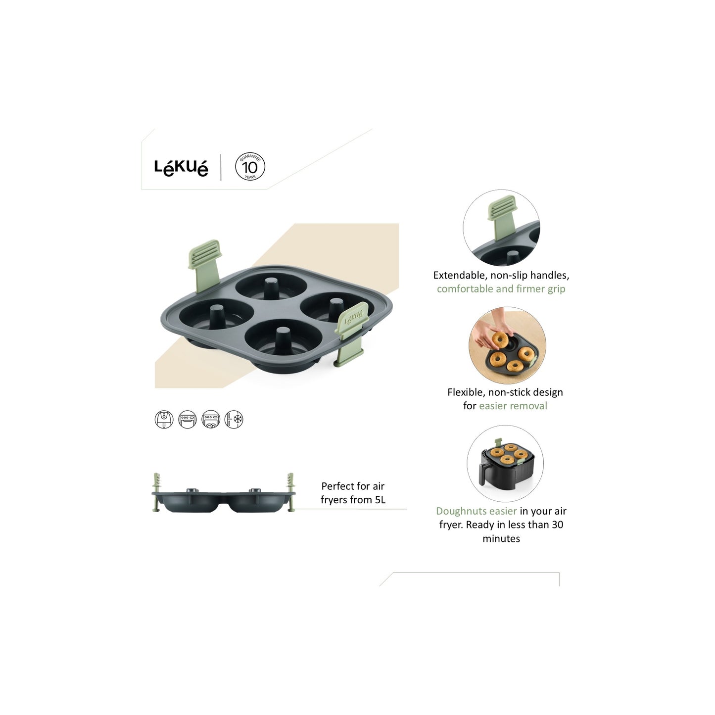 Air fryer Doughnuts Mould - 4 hole - Grey