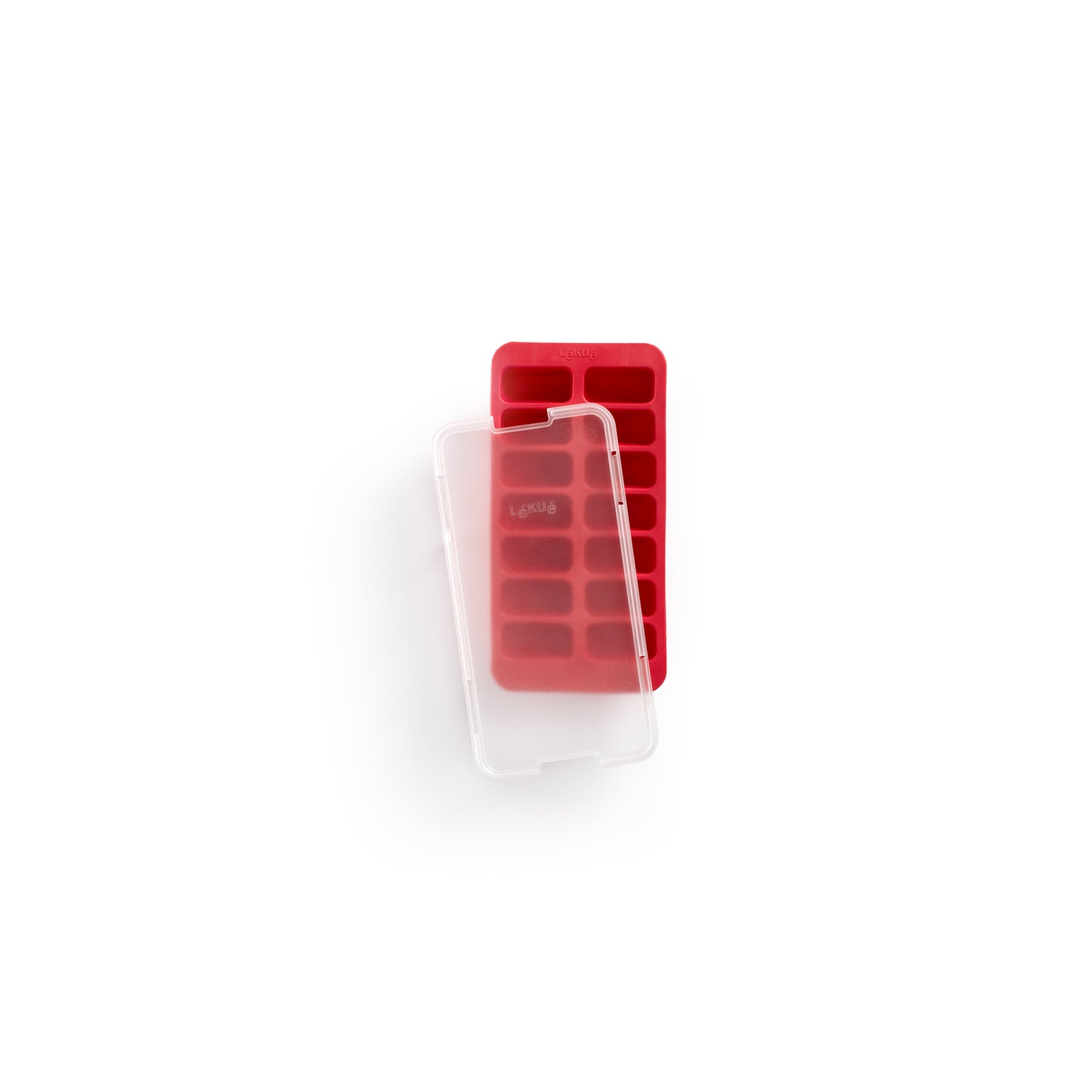 Rectangular Ice Cube Tray with Lid - Red