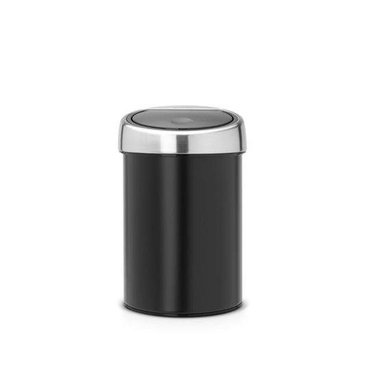 Touch Bin 3 litre - Matt Black with Matt Steel Lid