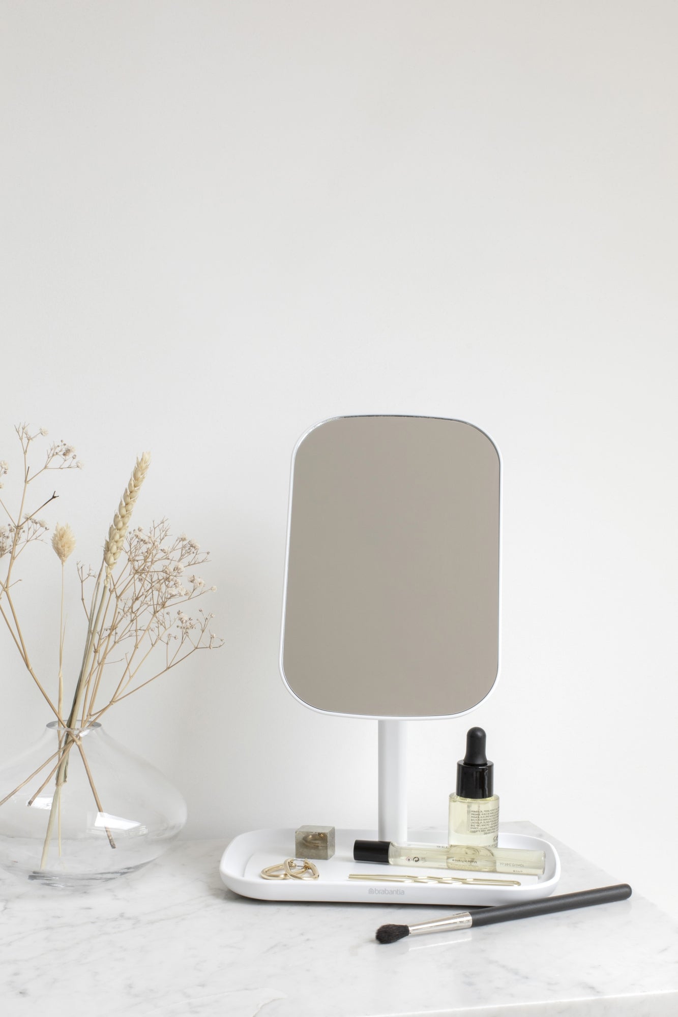 Mirror with Storage Tray - White