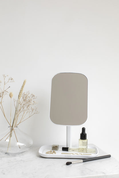 Mirror with Storage Tray - White