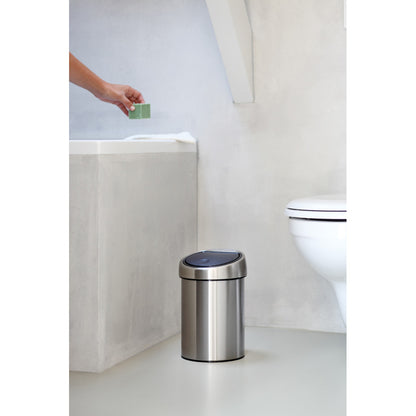Touch Bin 3 litre - Matt Steel Fingerprint Proof
