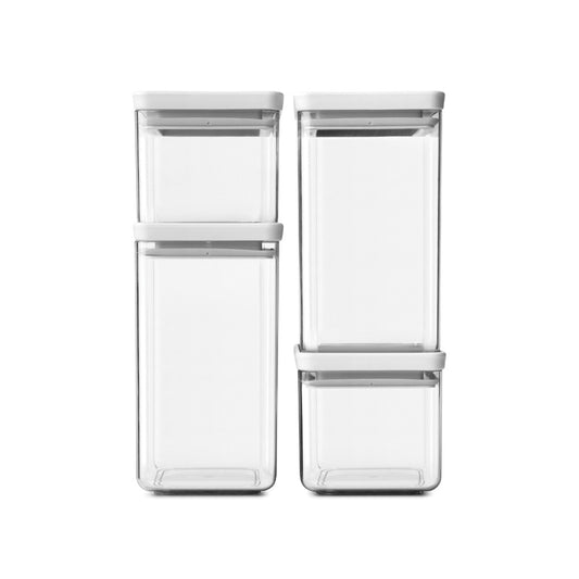 Tasty+ Square Canister Set of 4 - Light Grey Lid