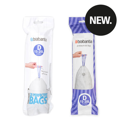 PerfectFit Bin Bags Code D (15-20 litre), Roll with 20 Bags