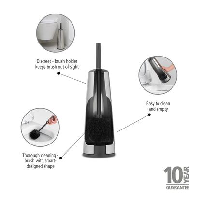 Toilet Brush & Holder - Matt Steel