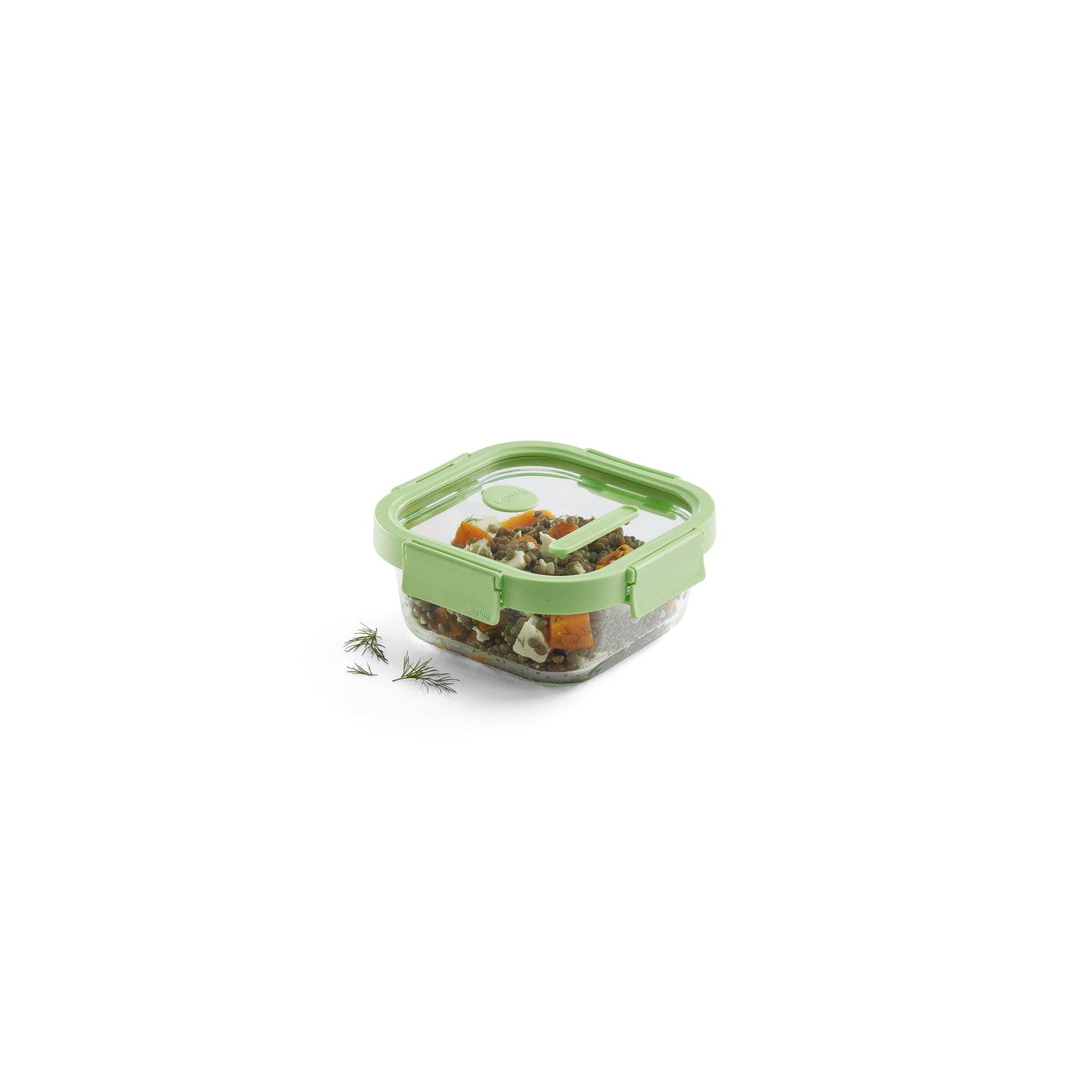 Glass Container Square, 800 ml - Green