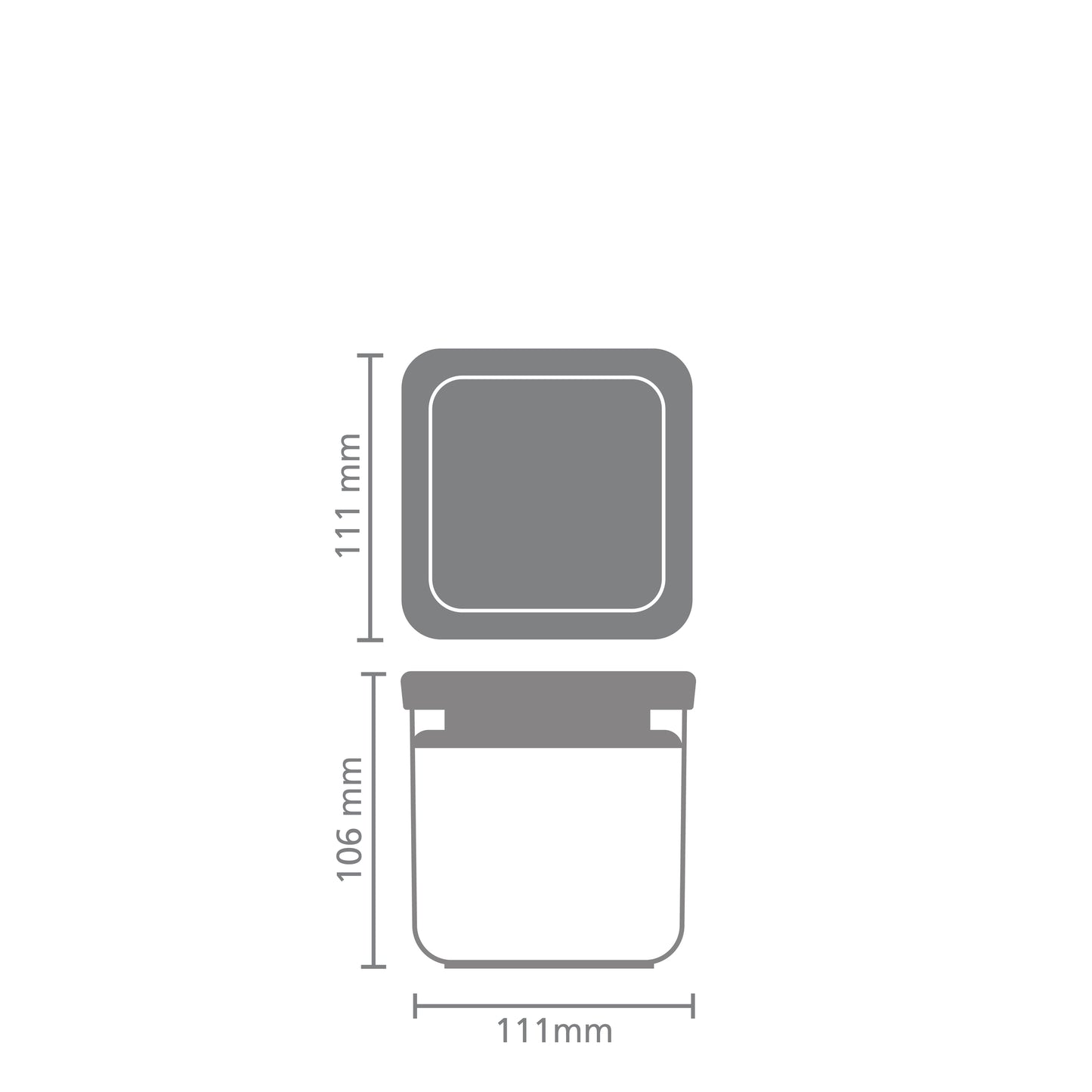 Tasty+ Square Canister 0.7 litre - Light Grey Lid