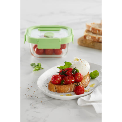 Square Glass Containers Set of 3 - Green