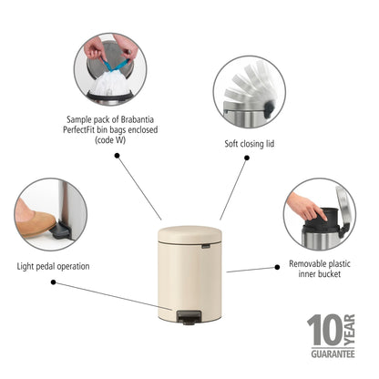 Pedal Bin NewIcon 5 Litre - Soft Beige