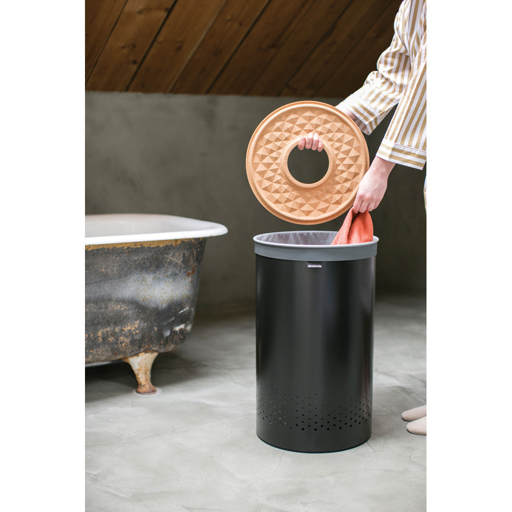 Laundry Bin 60 litre with Cork Lid - Matt Black
