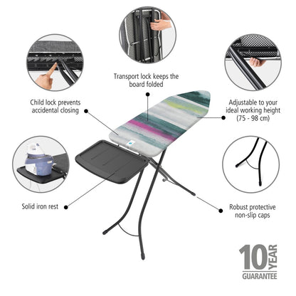 Ironing Board 124x45cm (C) Solid Steam Unit Holder - Morning Breeze