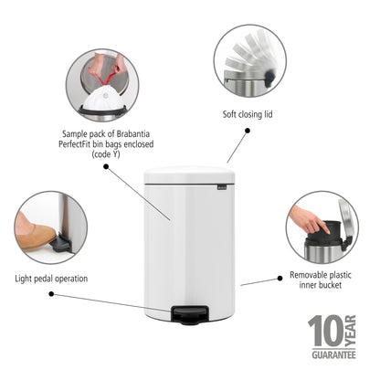 Pedal Bin NewIcon 20 Litre - White