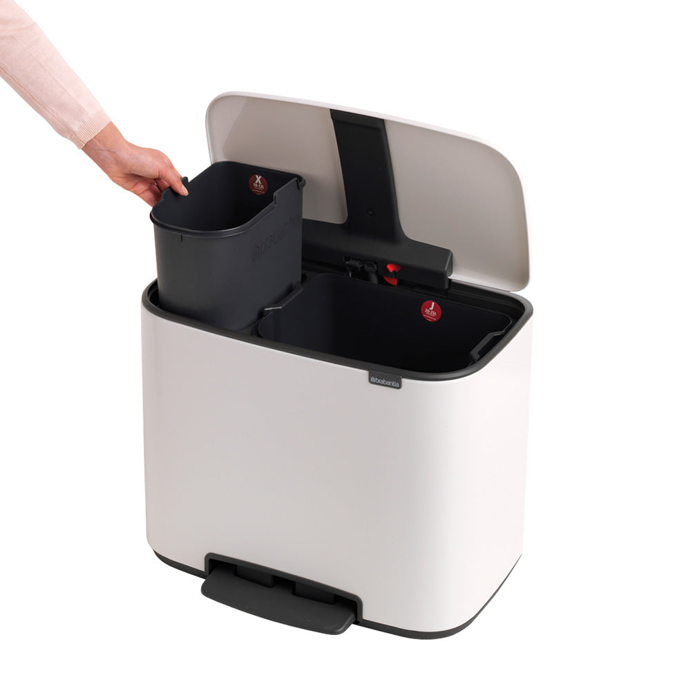 Bo Pedal Bin 11 + 23 Litre - White