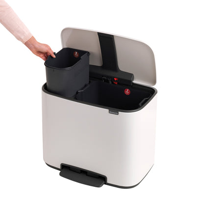 Bo Pedal Bin 11 + 23 Litre - White