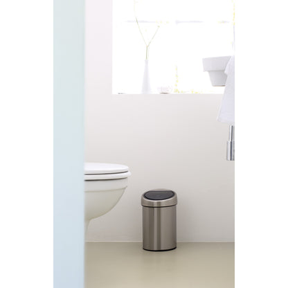 Touch Bin 3 litre - Matt Steel Fingerprint Proof