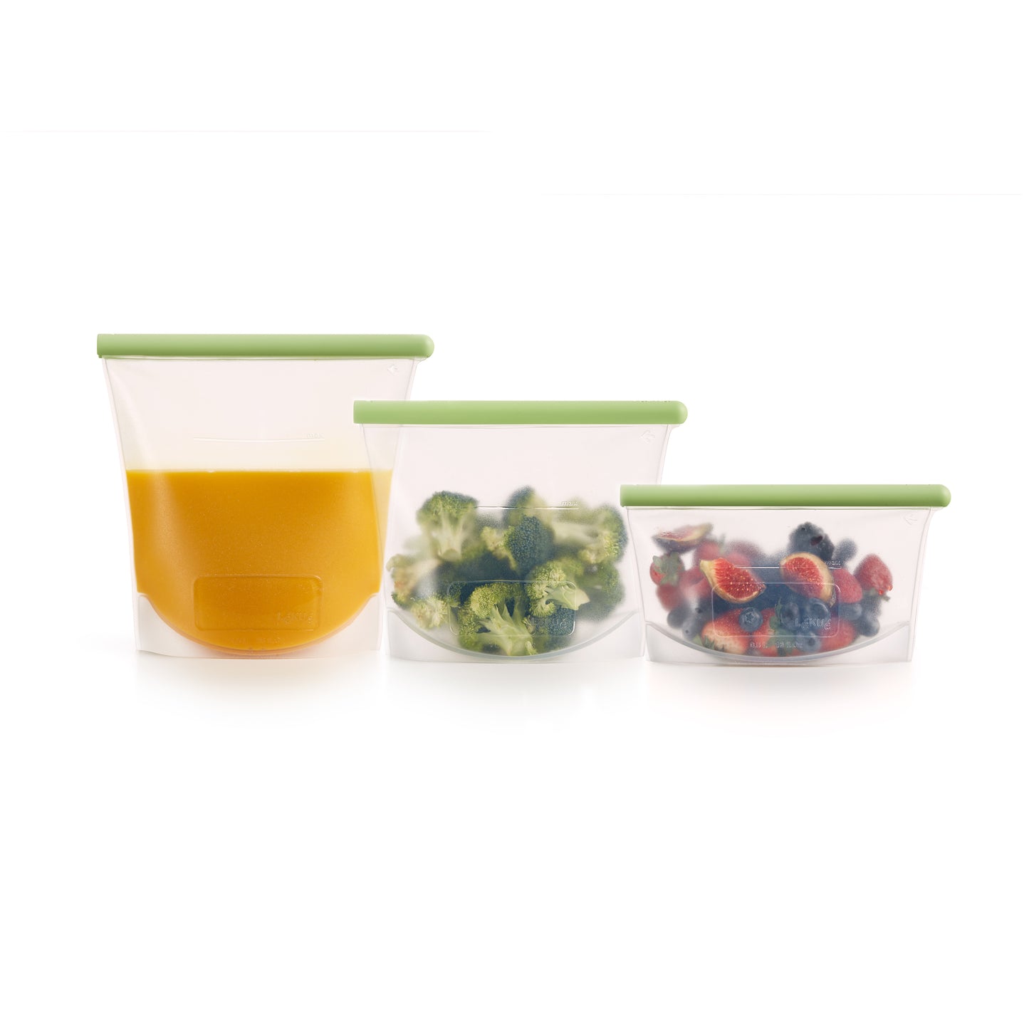 3pc Reusable silicone Bags - White