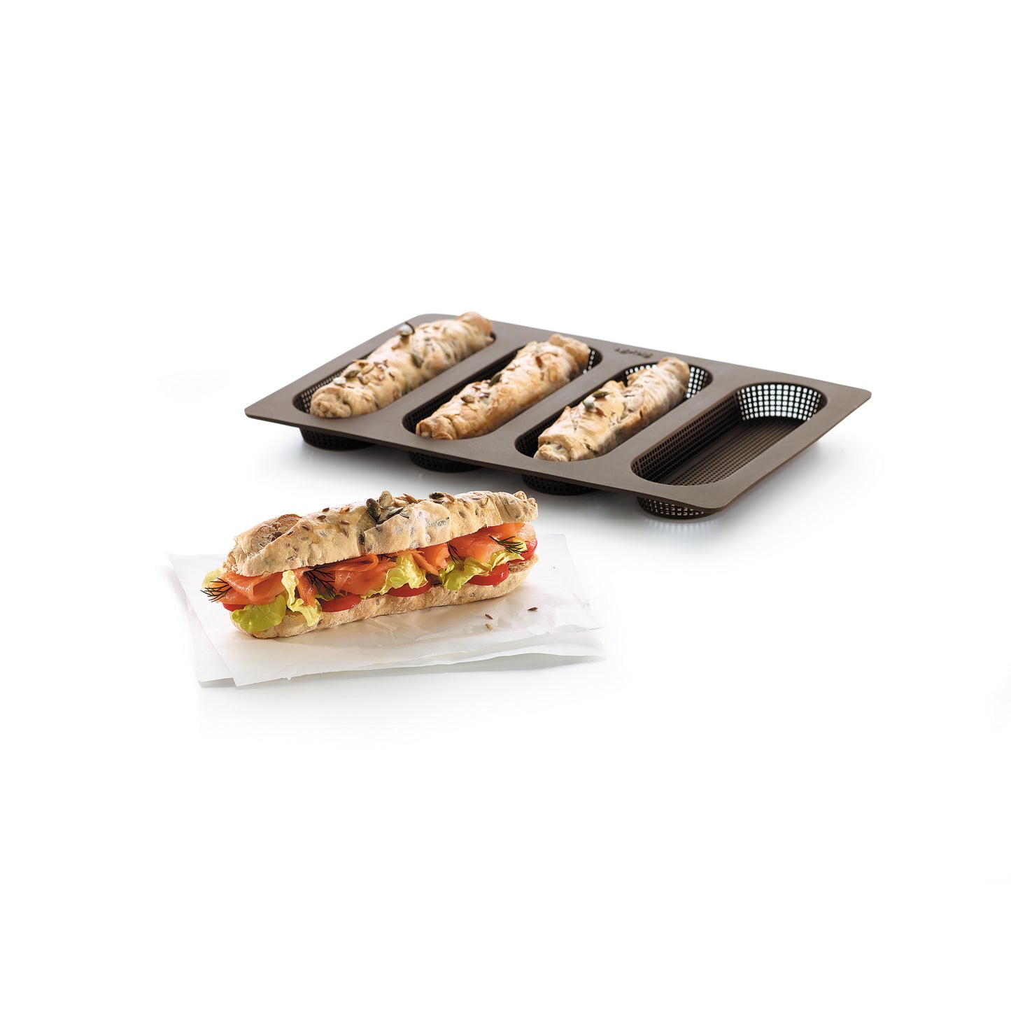 Silicone Mini Baguette Mould - Brown