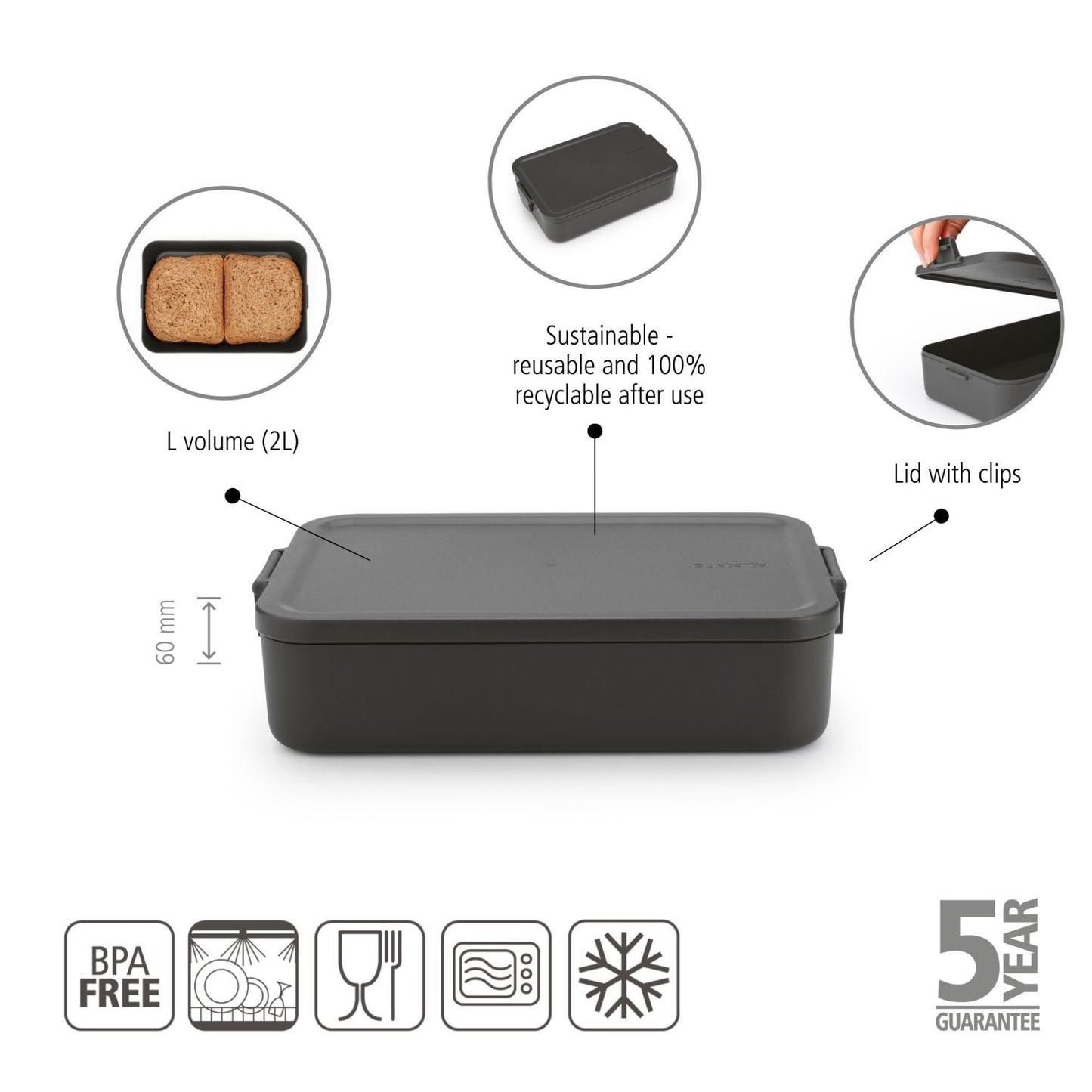 Make & Take Lunch Box, Large - Dark Grey