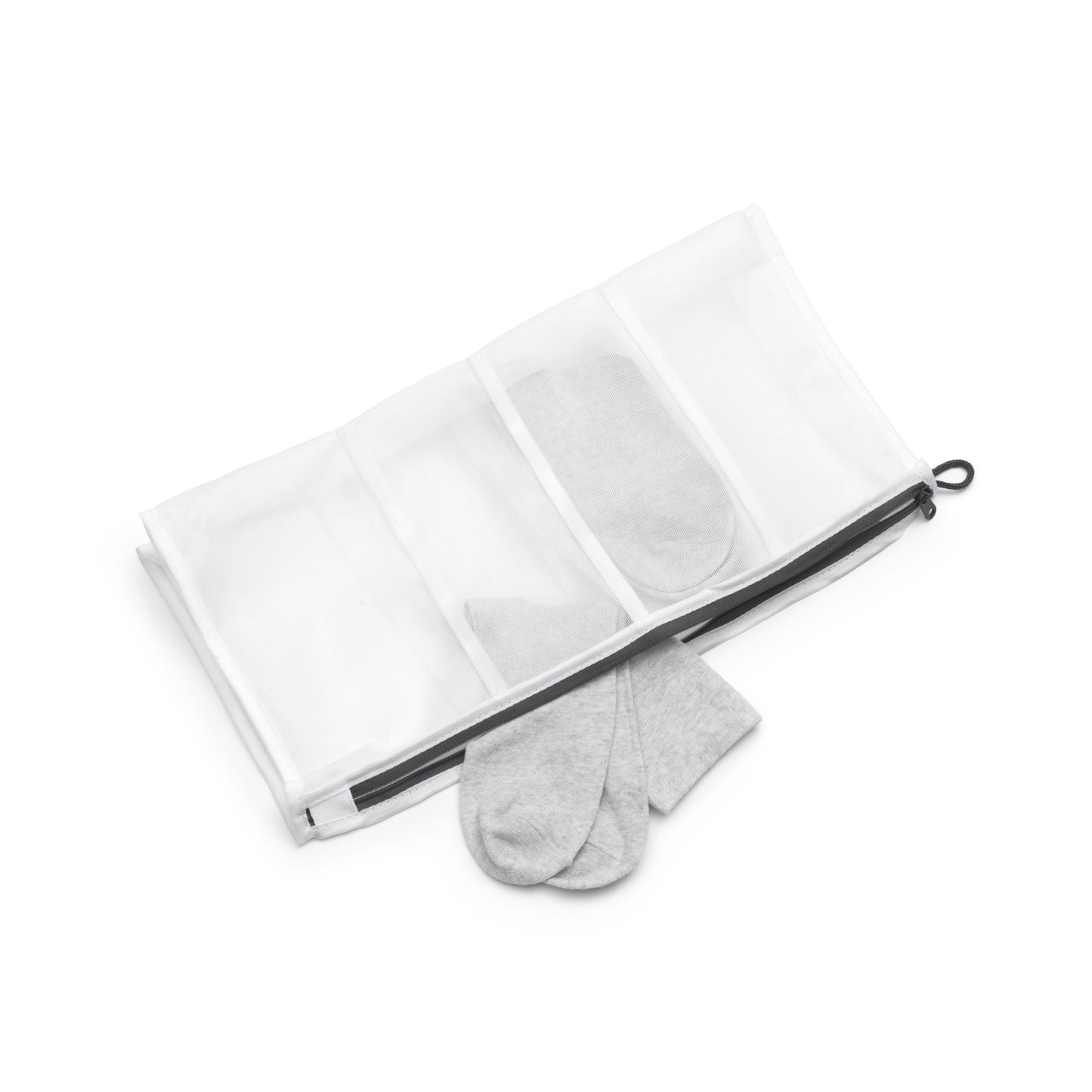 Sock Wash Bag - White / Grey Zipper