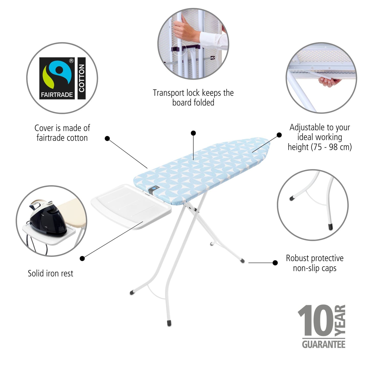 Ironing Board C 124x45 cm Solid Steam Unit Holder - Fresh Breeze