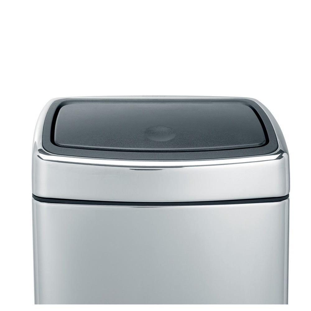 Touch Bin Rectangular 10 litre - Brilliant Steel