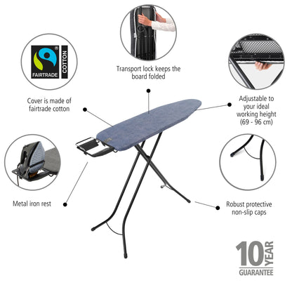 Ironing Board 110x30cm (A) Steam Iron Rest - Denim Blue