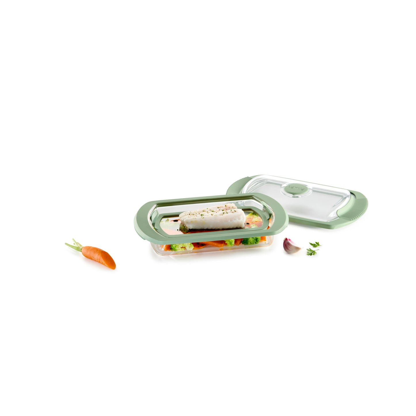 Glass Steam Cooker and Recipe book Set, 2 p, English - Transparent