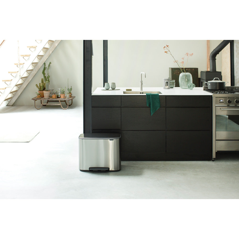 Bo Pedal Bin 11 + 23 Litre - Fingerprint Proof Matt Steel