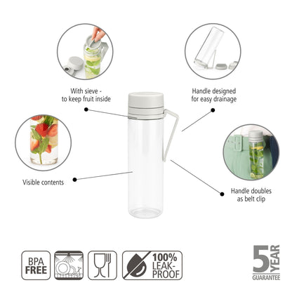 Make & Take Water Bottle with Strainer, 500ml - Light Grey