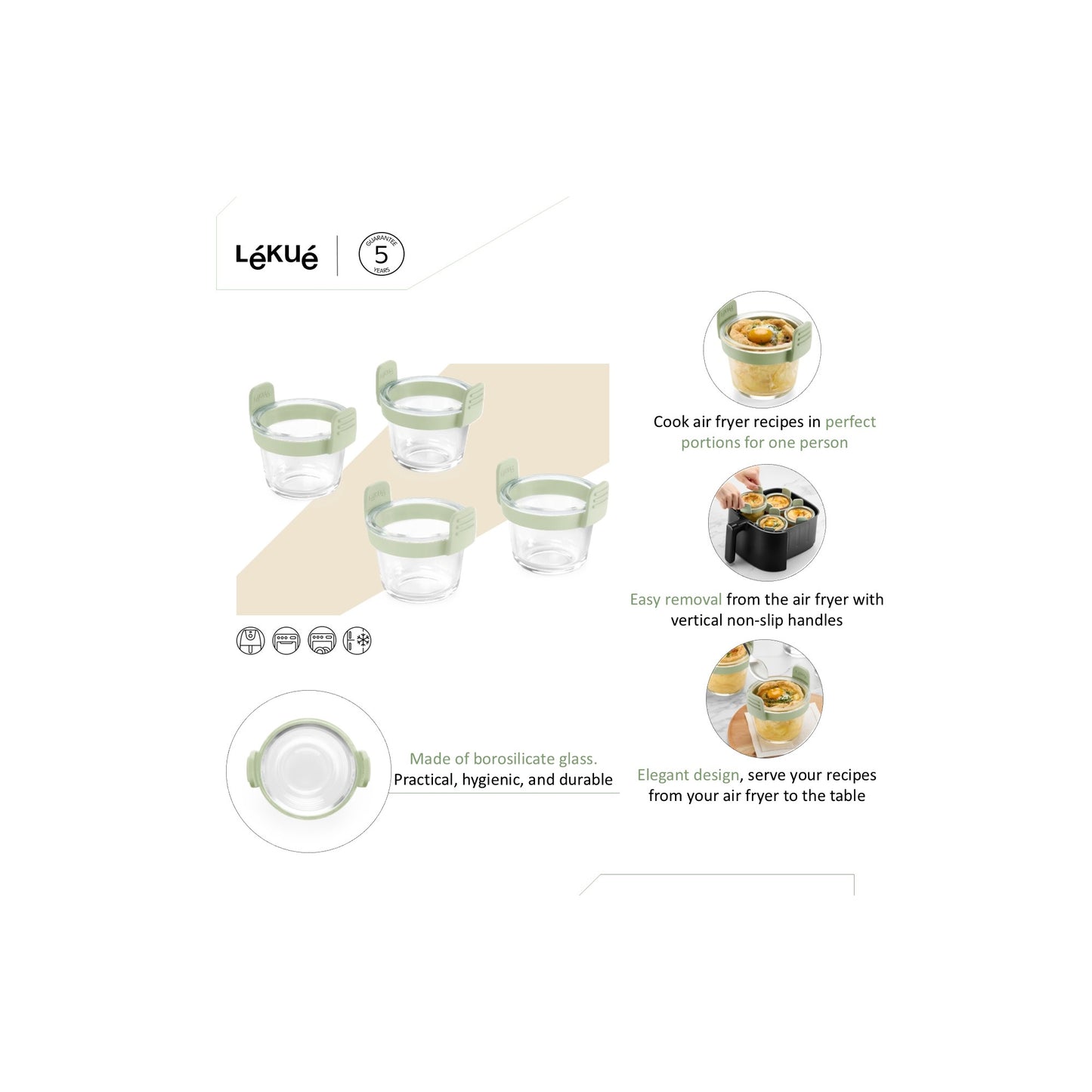 Air fryer Glass Mini Cups Set of 4 - Transparent