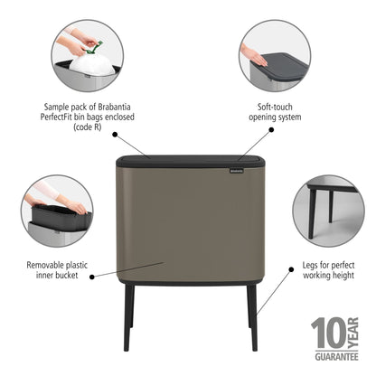 Bo Touch Bin 36 litre - Platinum
