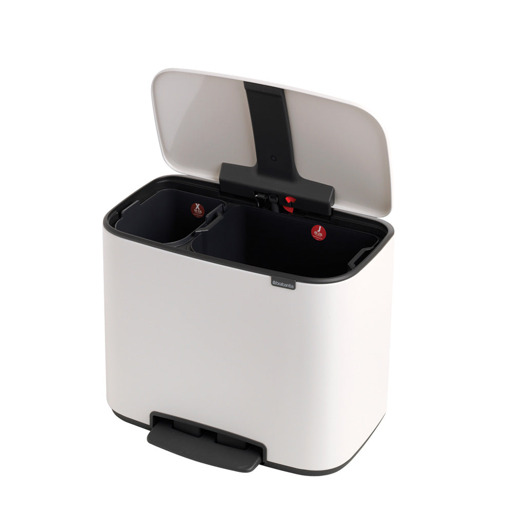 Bo Pedal Bin 11 + 23 Litre - White