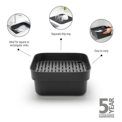 Washing Up Bowl with Drying Tray - Dark Grey