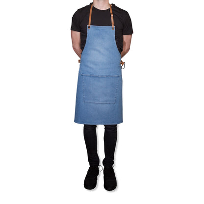 BBQ Style Apron Denim - Washed Indigo
