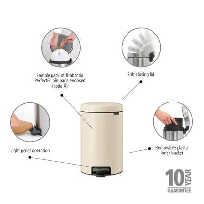 Pedal Bin NewIcon 12 Litre - Soft Beige