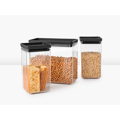 Tasty+ Stackable Canister, Set of 3 (2 x 1.6 litre and 1 x 3.5 litre) - Dark Grey