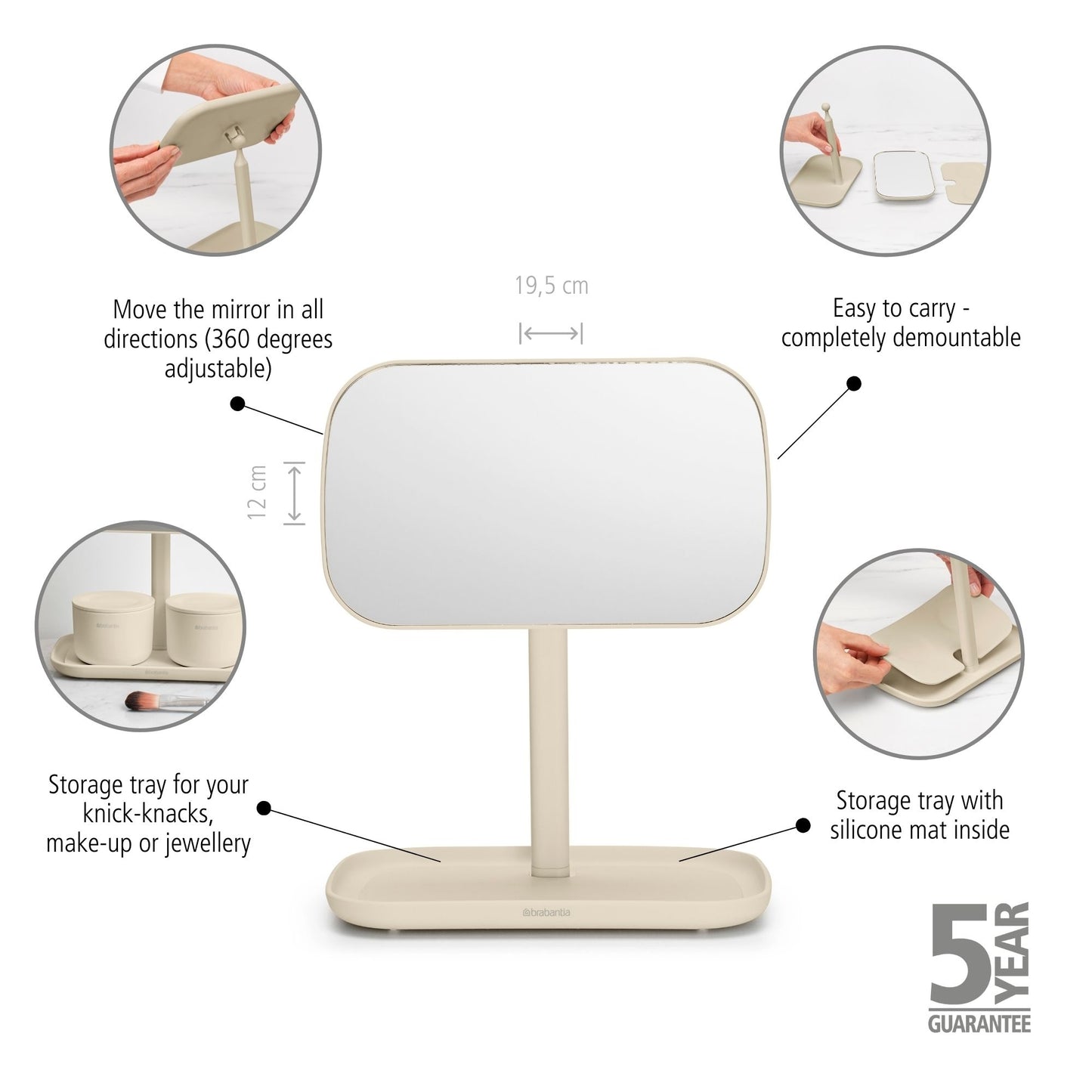 ReNew Mirror with Storage Tray - Soft Beige