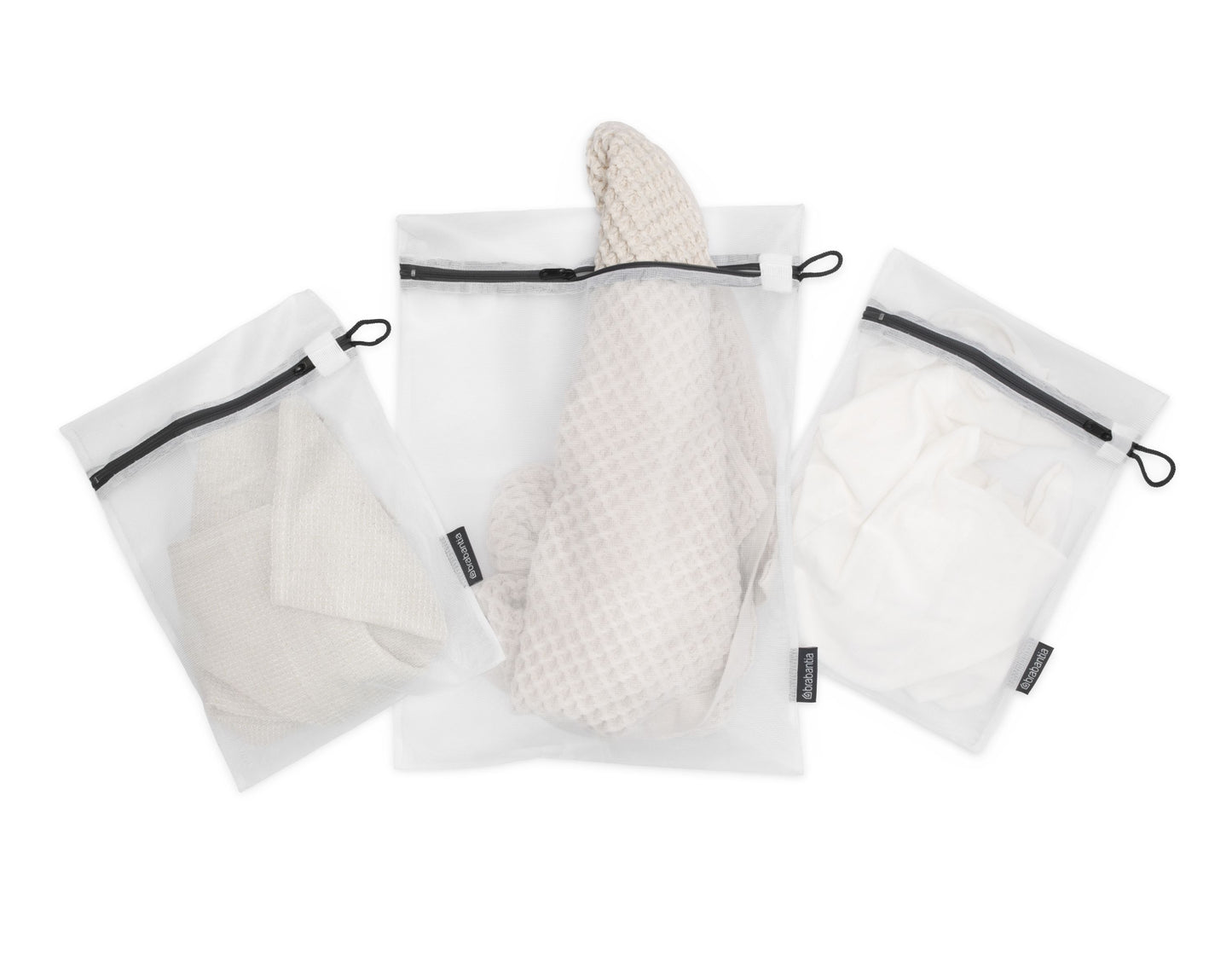 Wash Bags Set of 3 - White / Grey Zipper