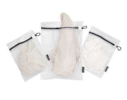 Wash Bags Set of 3 - White / Grey Zipper