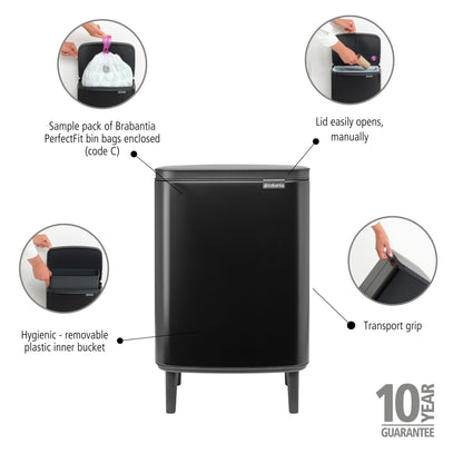 Bo Waste Bin Hi 12 litre - Matt Black