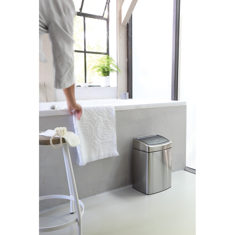 Touch Bin Rectangular 10 litre - Matt Steel Fingerprint Proof